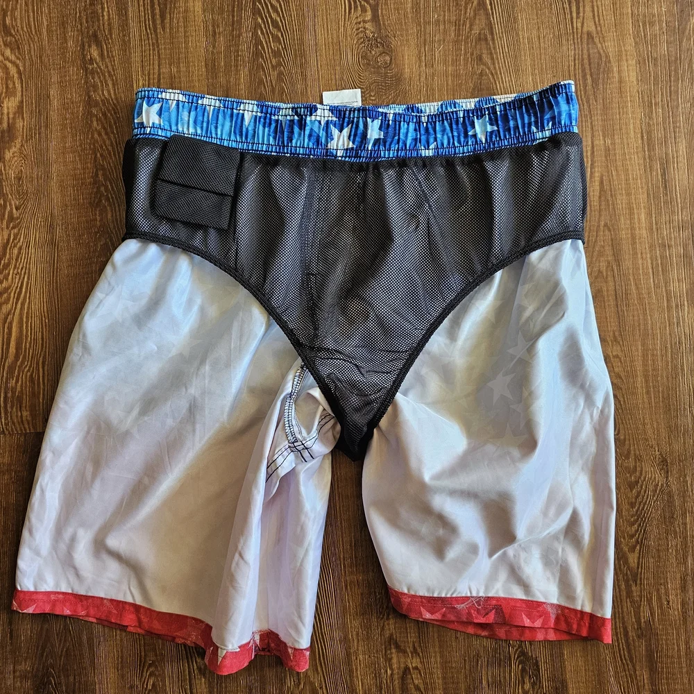 Under Armour Red and Blue Star Swim Trunks - Picture 2 of 3